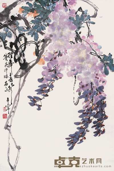于希宁 紫藤 立轴 67.5×45cm